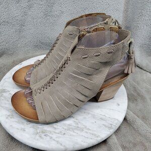 Miz Mooz Shoes Womens Size 7.5 Maddie Taupe Brown Leather Heeled Sandals
